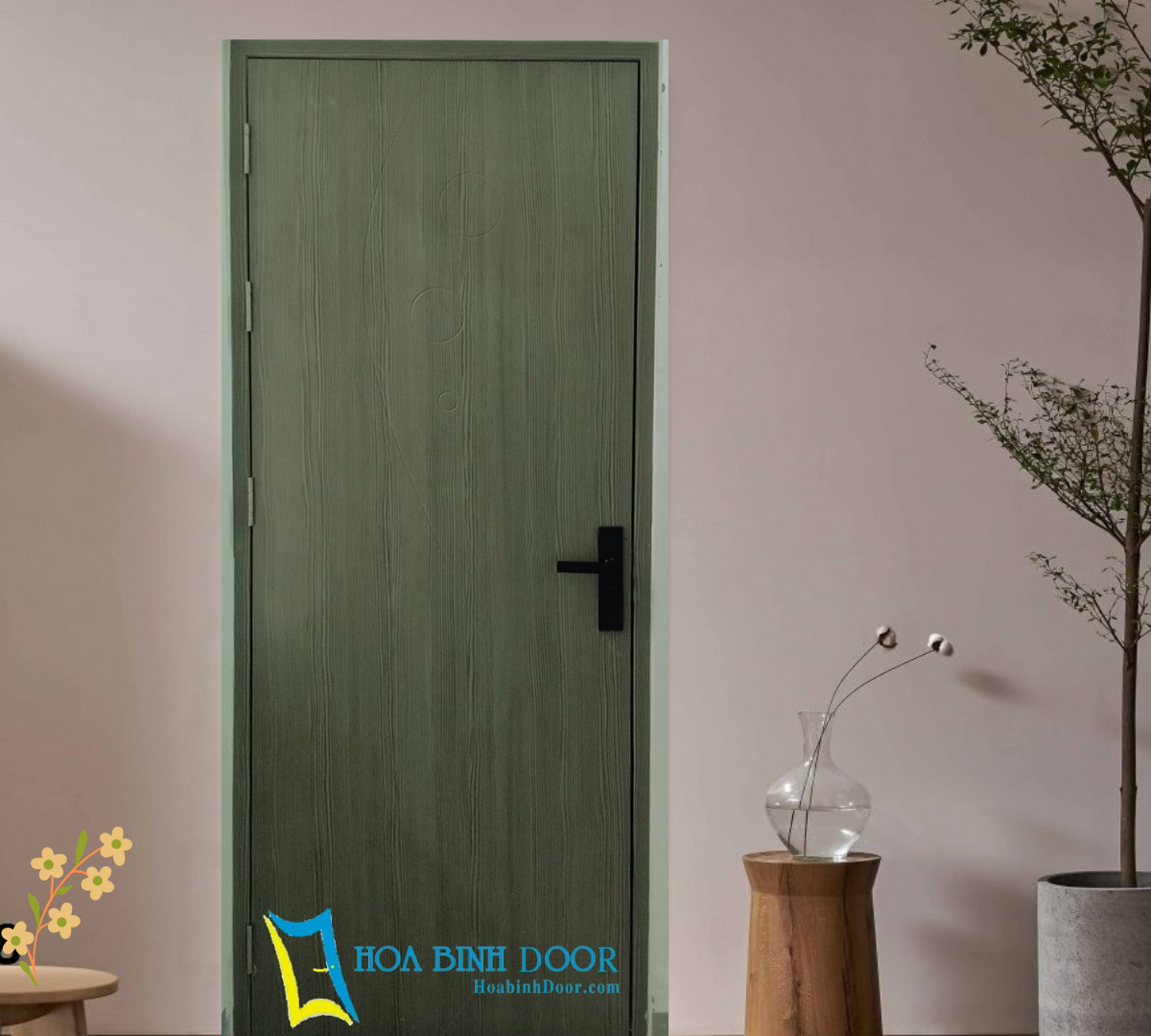 Mẫu cửa nhựa gỗ phòng ngủ hiện đạ
