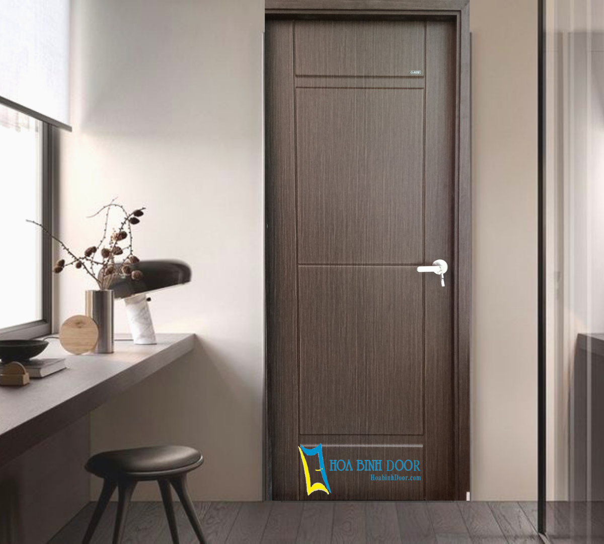 Mẫu cửa nhựa gỗ phòng ngủ hiện đạ
