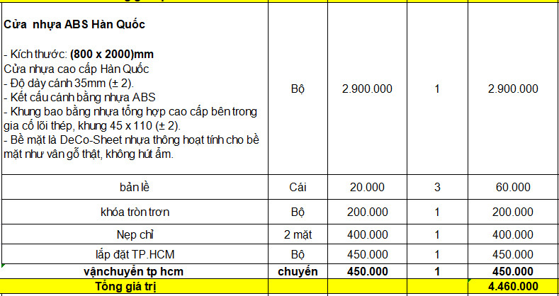 cửa nhựa abs tại thảo điền 