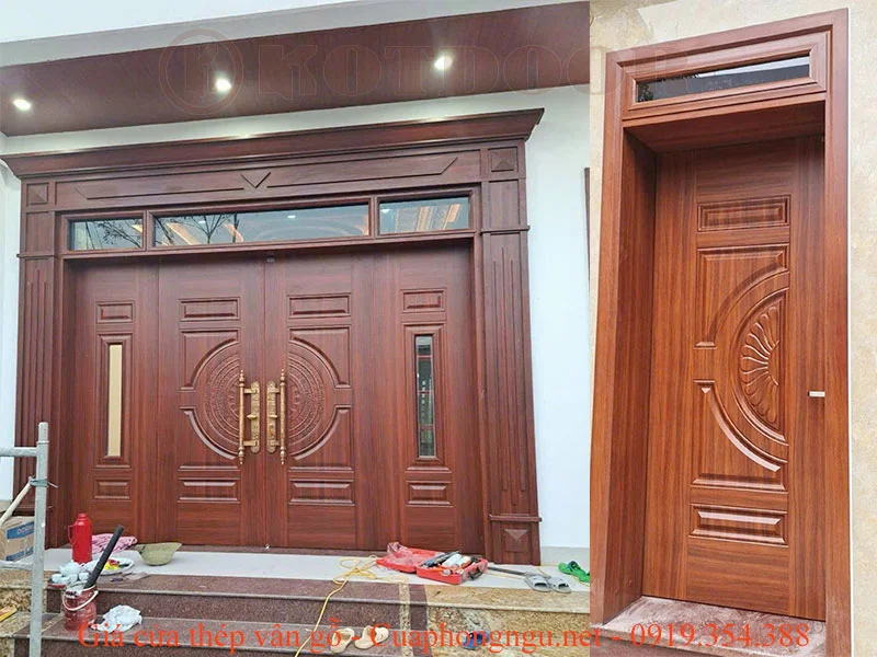 Giá cửa thép vân gỗ