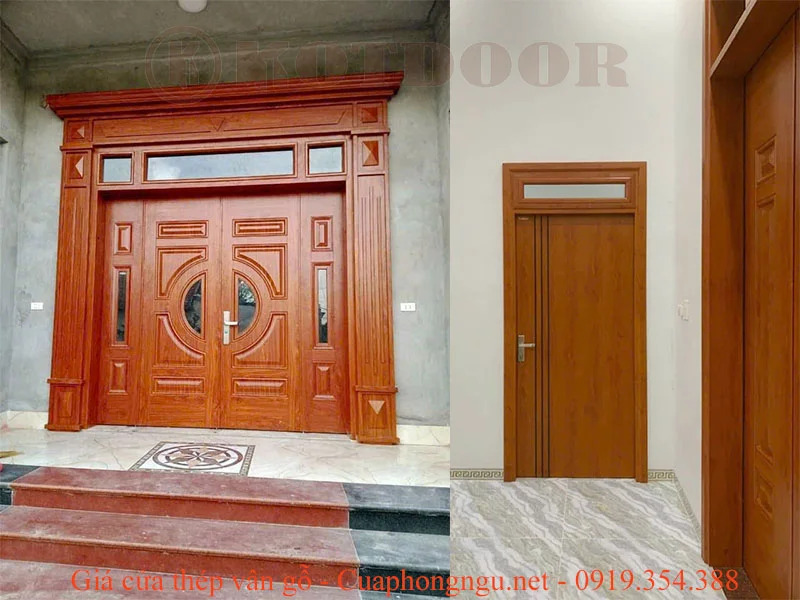 Giá cửa thép vân gỗ