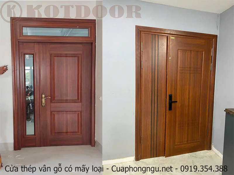 Cửa thép vân gỗ có mấy loại