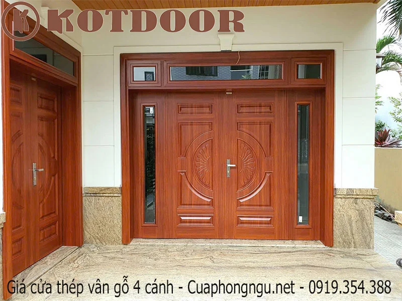 Giá cửa thép vân gỗ 4 cánh