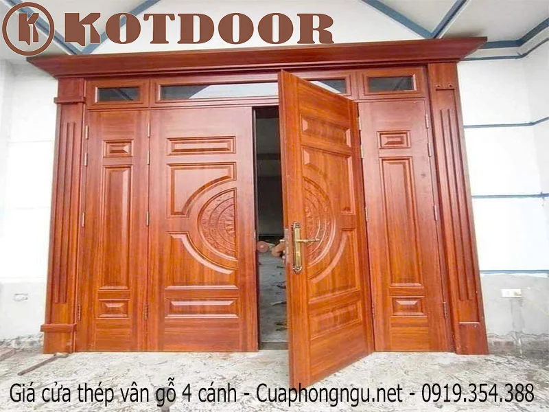 Giá cửa thép vân gỗ 4 cánh