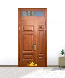 Cửa thép vân gỗ 2 cánh lệch