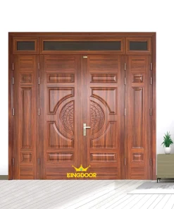 Cửa thép vân gỗ 4 cánh lệch